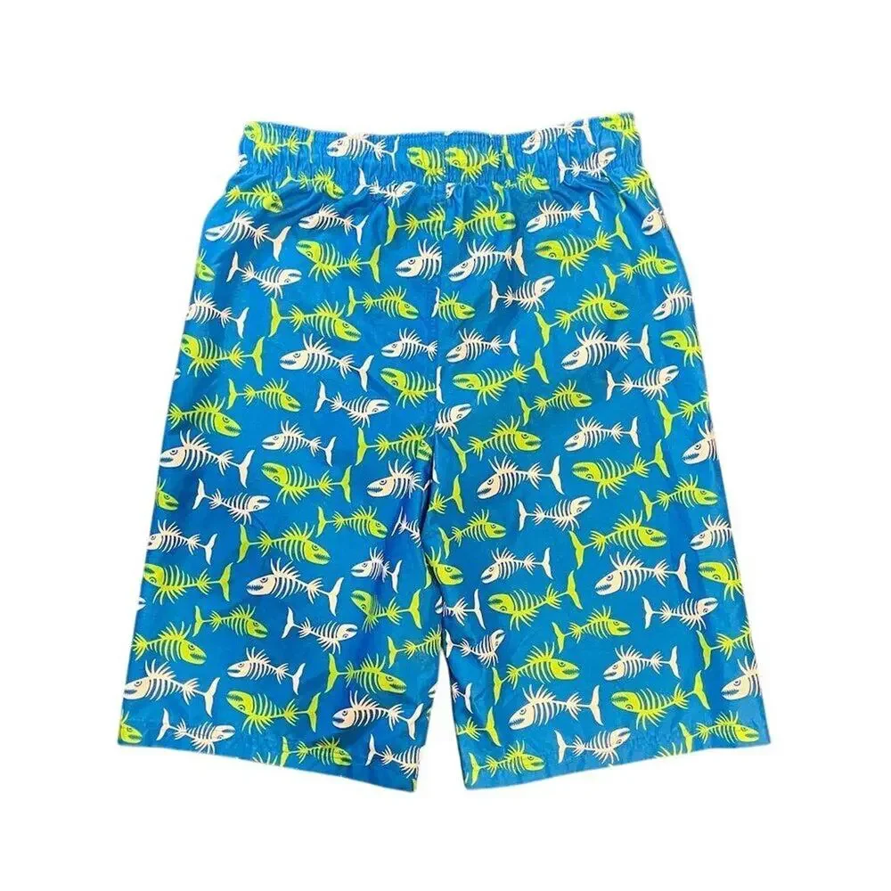 OP Boys' 2XL Fish Bones Swim Trunks Multicolor Beach Pool